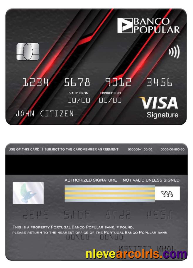 Portugal Banco Popular bank visa signature card
